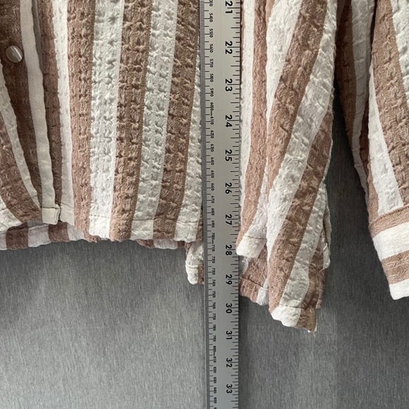 Jane + Delancey Button Front Shirt Women 3X Roll Tab Seersucker Coastal Preppy - Picture 6 of 9